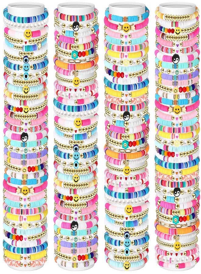 Equsion 150 Pcs Preppy Heishi Bracelets Set Friendship Bracelets Bulk Adjustable Stretch Beaded Bracelets Colorful Clay Bracelets Bohemian Aesthetic Jewelry for Women Christmas Birthday Party - Image 1