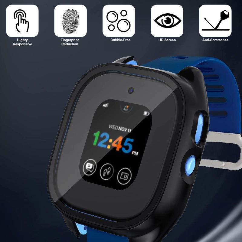 Snyeest [3-Pack Case Compatible for Gizmo Watch 3 Screen Protector for Kids, Tempered Glass Cover Only Compatible with Verizon Gizmo Watch 3(Black+Clear+Pink) - Image 5