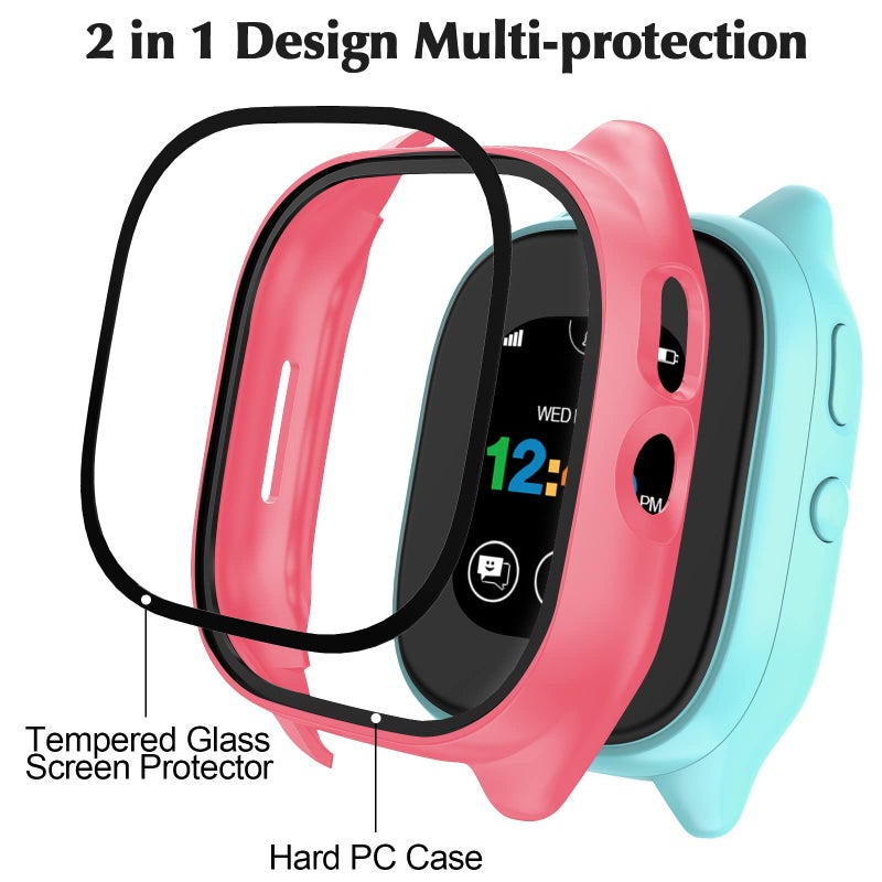 Snyeest [3-Pack Case Compatible for Gizmo Watch 3 Screen Protector for Kids, Tempered Glass Cover Only Compatible with Verizon Gizmo Watch 3(Black+Clear+Pink) - Image 3