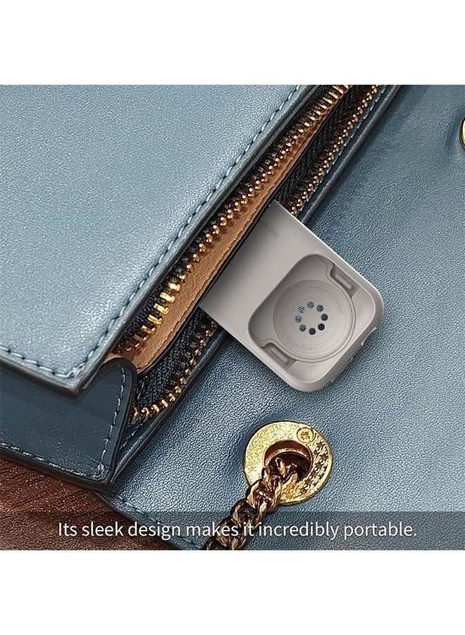 Fast Charging for Apple Watch, Wearable Design Wireless Magnetic iWatch Charger, 1200mAh, Portable Apple Watch Charger,Travel Iwatch Charger Power Bank，for iWatch Series 10/9/8/7，44/45/46mm（Starlight White） - Image 5