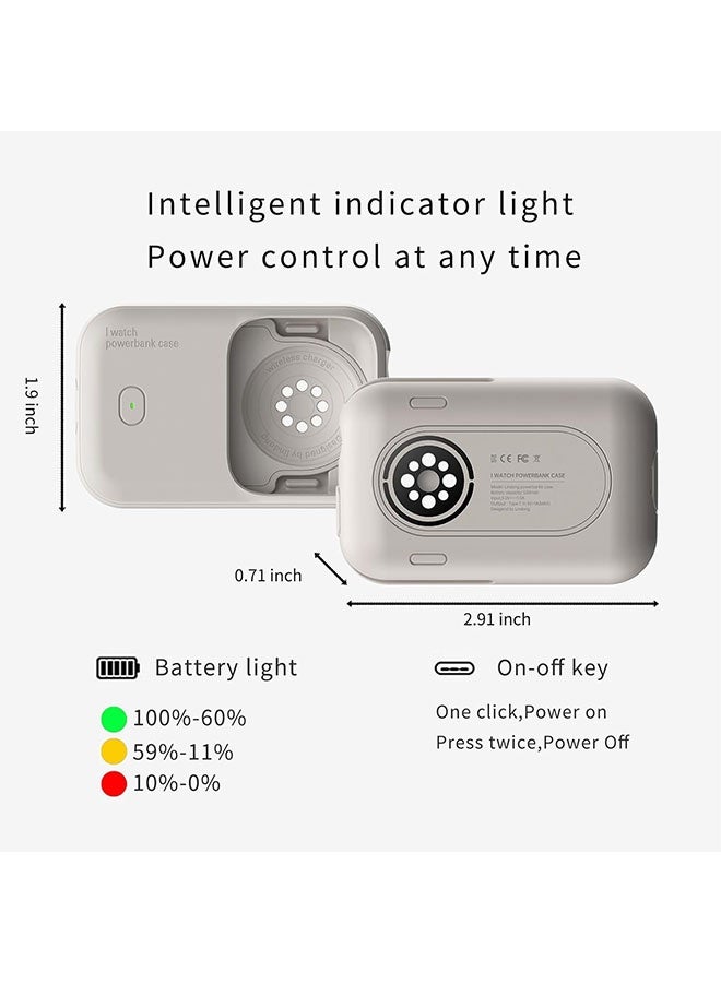 Fast Charging for Apple Watch, Wearable Design Wireless Magnetic iWatch Charger, 1200mAh, Portable Apple Watch Charger,Travel Iwatch Charger Power Bank，for iWatch Series 10/9/8/7，44/45/46mm（Starlight White） - Image 3