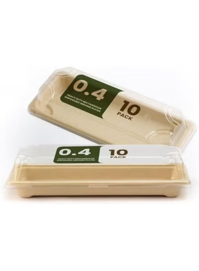 ايكواي ecoway Heavy Duty Rectangular Disposable Serving Plates 100% Natural Sugarcane Bagasse Fiber Platter Biodegradable & Compostable Party Plate [Pack of 50] - Image 1