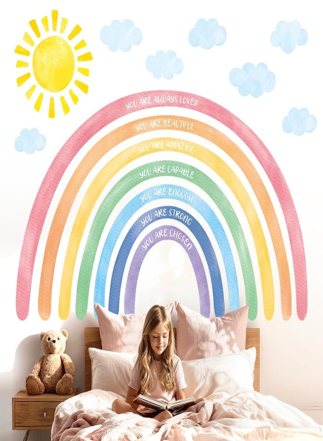DECOWALL Extra Large Rainbow Wall Decals - Positive Affirmation Quote Stickers for Kids Nursery, Bedroom, Classroom & Playroom Decor, Removable PVC Wall Art (FH4-2524) - Image 1