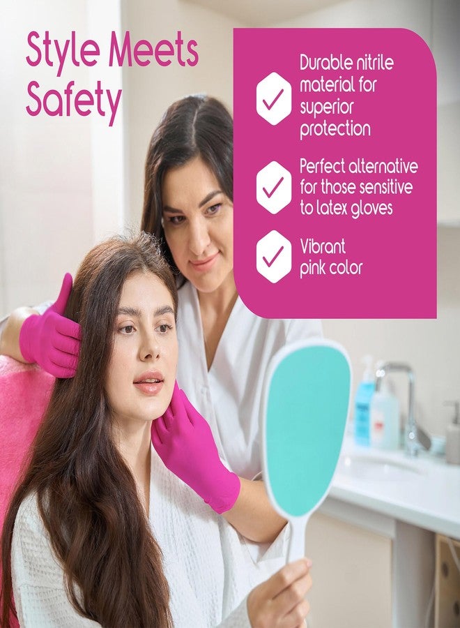 Inspire Pink Gloves Disposable Latex Free 2 Pack Value | Nitrile Pink Glove Nail Salon and Hair Dye | Esthetician Nitrile Disposable | Nitrile gloves Small (500 count) - Image 3