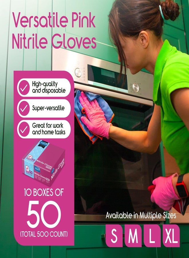 Inspire Pink Gloves Disposable Latex Free 2 Pack Value | Nitrile Pink Glove Nail Salon and Hair Dye | Esthetician Nitrile Disposable | Nitrile gloves Small (500 count) - Image 2