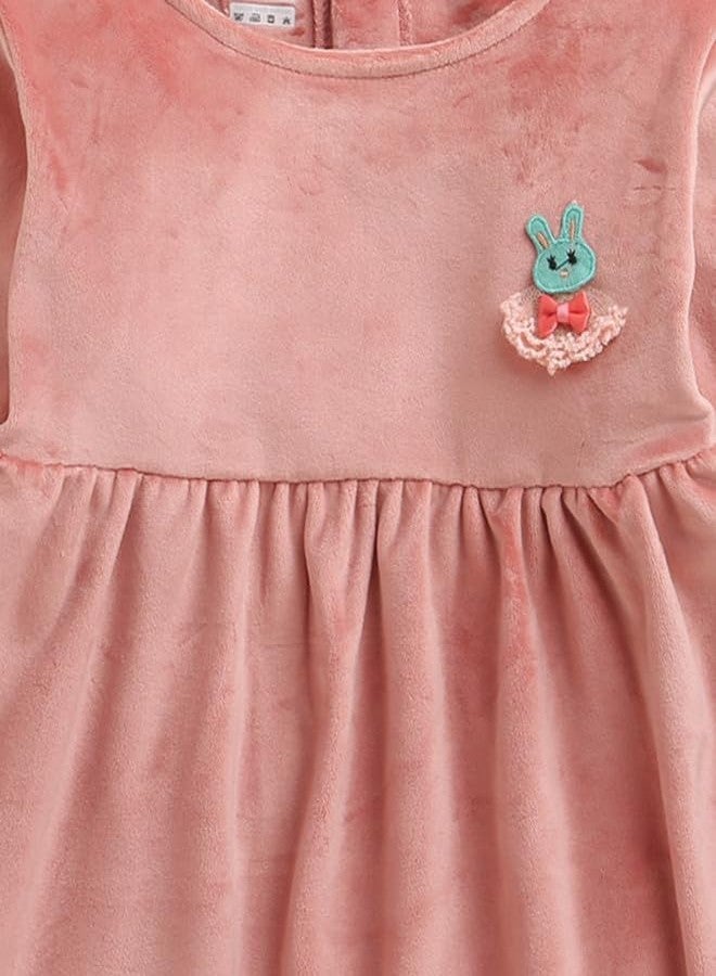 BUMZEE Baby Girls Poly Blend Full Sleeves Knee Length Fit & Flare Dress/Frock Peach - 3-6 Months (Peb10758B-pch) - Image 3