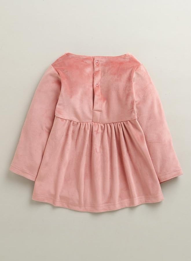 BUMZEE Baby Girls Poly Blend Full Sleeves Knee Length Fit & Flare Dress/Frock Peach - 3-6 Months (Peb10758B-pch) - Image 2