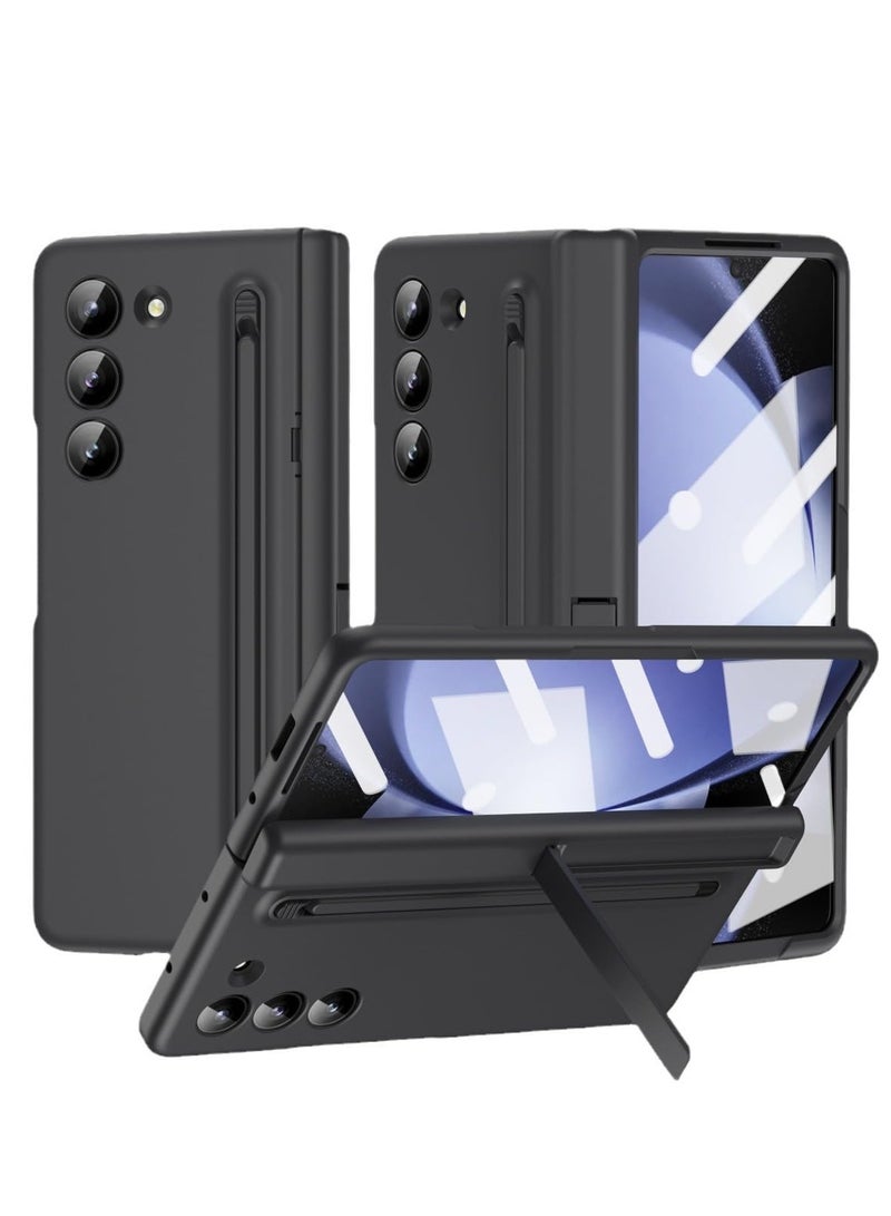 Aookay Case for Samsung Galaxy Z Fold 6 Phone Case with Pen Holder and Pen, Hinge Protection, Built-in Screen Protector and Kickstand Protection, Shockproof and Anti-Fingerprint Phone Case (Black) - Image 1