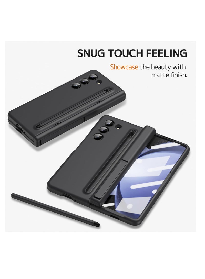 Aookay Case for Samsung Galaxy Z Fold 6 Phone Case with Pen Holder and Pen, Hinge Protection, Built-in Screen Protector and Kickstand Protection, Shockproof and Anti-Fingerprint Phone Case (Black) - Image 4