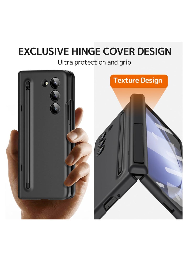 Aookay Case for Samsung Galaxy Z Fold 6 Phone Case with Pen Holder and Pen, Hinge Protection, Built-in Screen Protector and Kickstand Protection, Shockproof and Anti-Fingerprint Phone Case (Black) - Image 3