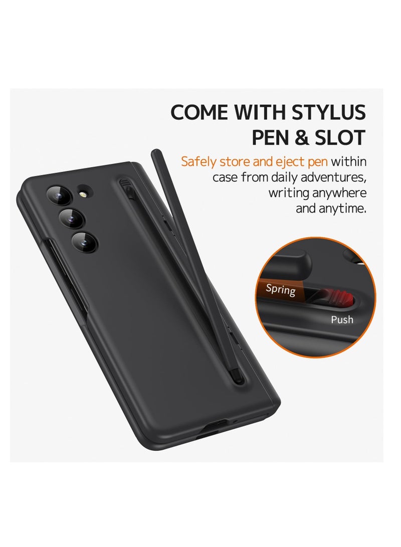 Aookay Case for Samsung Galaxy Z Fold 6 Phone Case with Pen Holder and Pen, Hinge Protection, Built-in Screen Protector and Kickstand Protection, Shockproof and Anti-Fingerprint Phone Case (Black) - Image 2