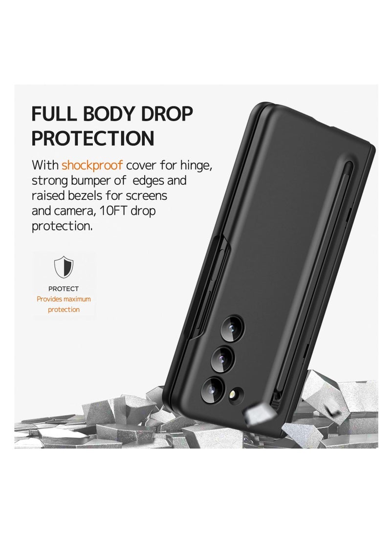 Aookay Case for Samsung Galaxy Z Fold 6 Phone Case with Pen Holder and Pen, Hinge Protection, Built-in Screen Protector and Kickstand Protection, Shockproof and Anti-Fingerprint Phone Case (Black) - Image 5