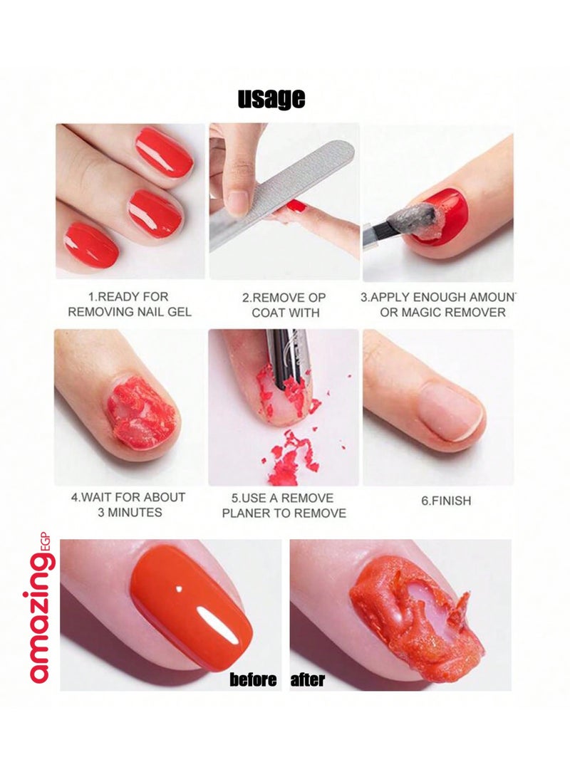 Magic Gel Nail Polish Remover 15ml, Quickly Removes Gel Polish in 3-5 Minutes, Suitable for UV Gel Polish Removal Easily and Quickly, Perfect for Nail Art Tools