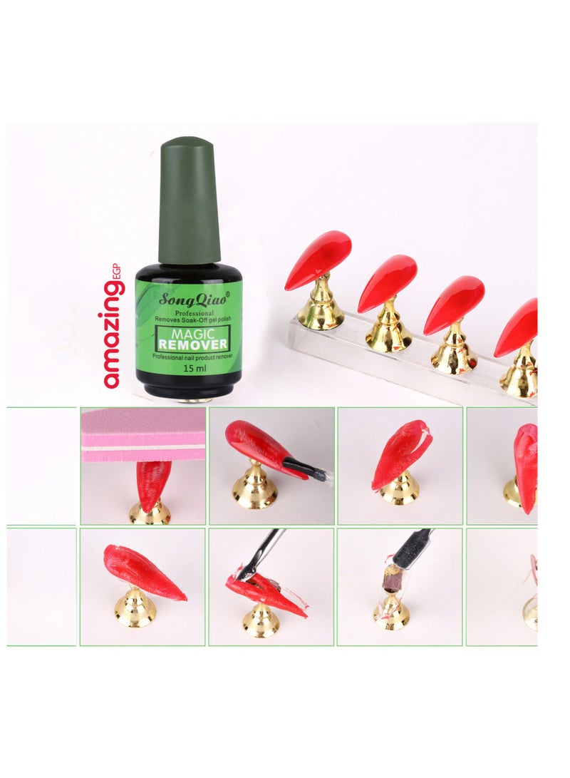 Magic Gel Nail Polish Remover 15ml, Quickly Removes Gel Polish in 3-5 Minutes, Suitable for UV Gel Polish Removal Easily and Quickly, Perfect for Nail Art Tools