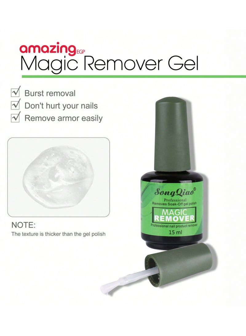 Magic Gel Nail Polish Remover 15ml, Quickly Removes Gel Polish in 3-5 Minutes, Suitable for UV Gel Polish Removal Easily and Quickly, Perfect for Nail Art Tools