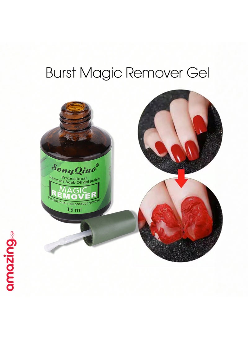 Magic Gel Nail Polish Remover 15ml, Quickly Removes Gel Polish in 3-5 Minutes, Suitable for UV Gel Polish Removal Easily and Quickly, Perfect for Nail Art Tools