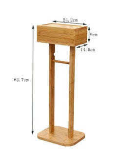 Sharpdo Multifunctional Rotatable Multi-Layer Toilet Paper Holder Floor-Standing Solid Wood Roll Holder 14.6*24.2*64.7CM  - Image 3