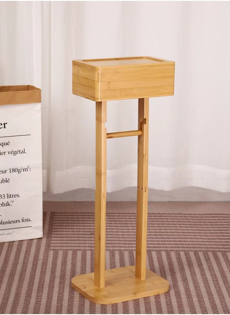 Sharpdo - Multifunctional Rotatable Multi-Layer Toilet Paper Holder Floor-Standing Solid Wood Roll Holder 14.6*24.2*64.7CM - Image 1