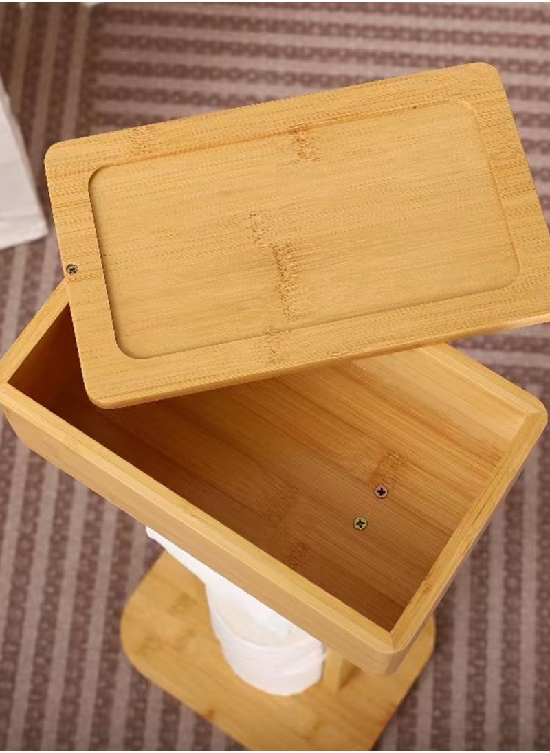 Sharpdo - Multifunctional Rotatable Multi-Layer Toilet Paper Holder Floor-Standing Solid Wood Roll Holder 14.6*24.2*64.7CM - Image 1