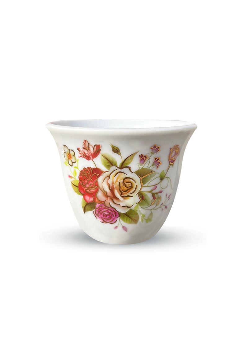 طقم أكواب قهوة سيراميك أنيق، 12 قطعة بتصميم زهور، مثالي للقهوة والشاي، سعة 1 كوب (80 مل) - Image 1