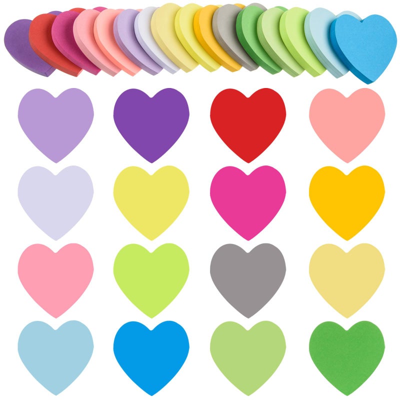 FOBSME 1200 Sheets Heart Shaped Sticky Notes 3x3 Inch Red Pink Sticky Notes Cute Sticky Memo Pads Self Stick Note Pads for Office School Business Valentine Supplies, Removable and Easy to Post - Image 1