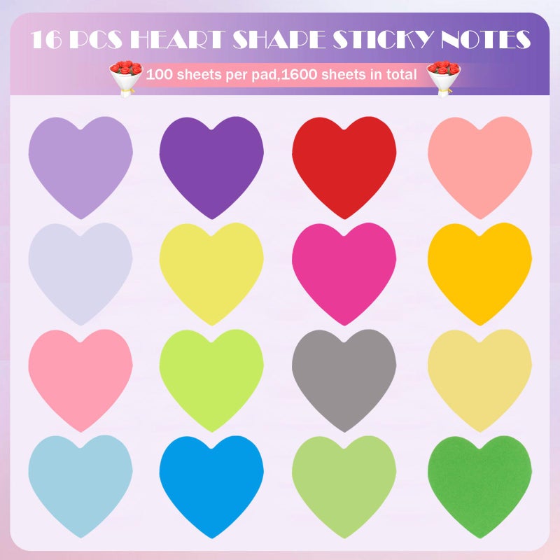 FOBSME 1200 Sheets Heart Shaped Sticky Notes 3x3 Inch Red Pink Sticky Notes Cute Sticky Memo Pads Self Stick Note Pads for Office School Business Valentine Supplies, Removable and Easy to Post - Image 2