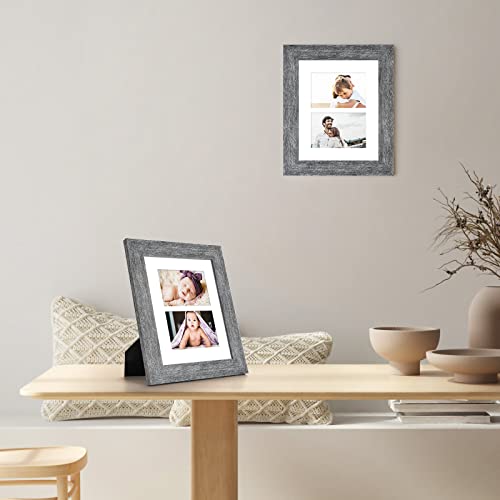 Gaevuian 8x10 Picture Frame Display Double 4X6 Picture Frame Collage,Multi Photo Frame with Mat,Plexiglass,Wall or Tabletop Decor,Grey Wood Grain - Image 5