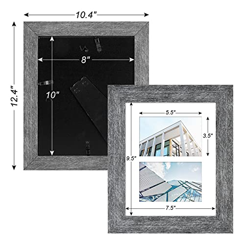 Gaevuian 8x10 Picture Frame Display Double 4X6 Picture Frame Collage,Multi Photo Frame with Mat,Plexiglass,Wall or Tabletop Decor,Grey Wood Grain - Image 4