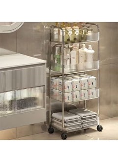 WangPangZi 4-Tiers Moveable Storage Trolley for Living Room,Kitchen,Bathroom,Simple Style Transparent Storage Rack,Utility Storage Shelf  - Image 5