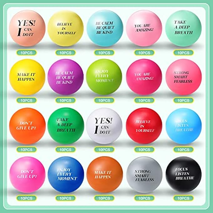 Jerify 200 Pieces Motivational Stress Balls 1.57 Inches Inspirational Stress Relief Balls Colorful Quotes Anxiety Foam Balls for Kids Adults Students Hand Exercise Toys Encouraging Supplies - Image 2