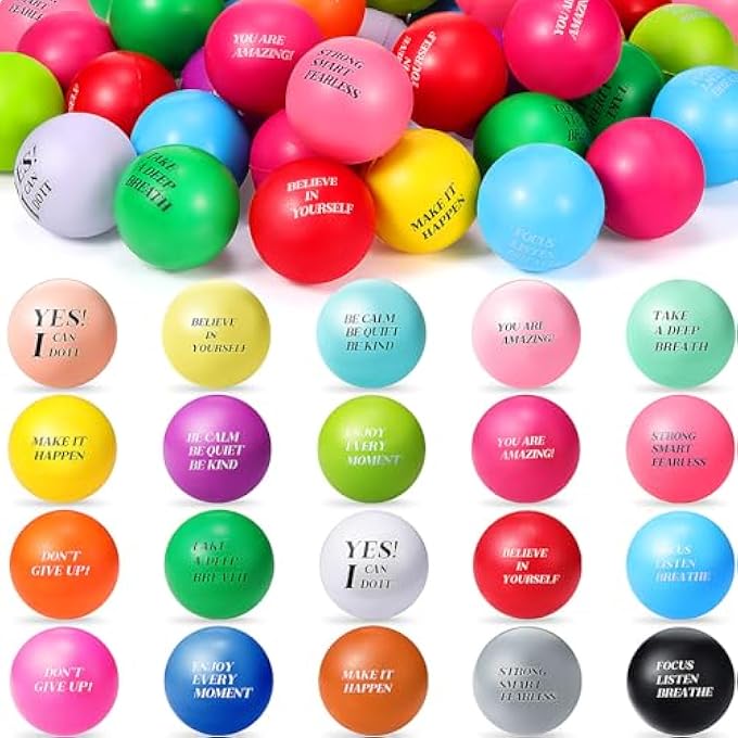 Jerify 200 Pieces Motivational Stress Balls 1.57 Inches Inspirational Stress Relief Balls Colorful Quotes Anxiety Foam Balls for Kids Adults Students Hand Exercise Toys Encouraging Supplies - Image 1
