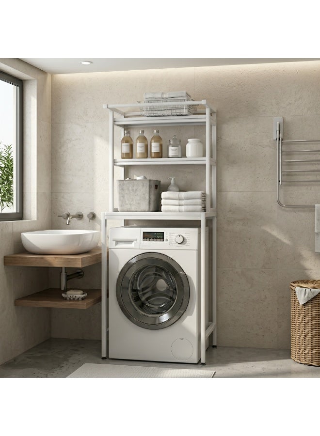 3-Tier Laundry & Bathroom Storage Organizer, Modern Freestanding Over Washing Machine Shelving Unit, Vertical Shelf Stand for Compact Spaces (T2) - Image 2