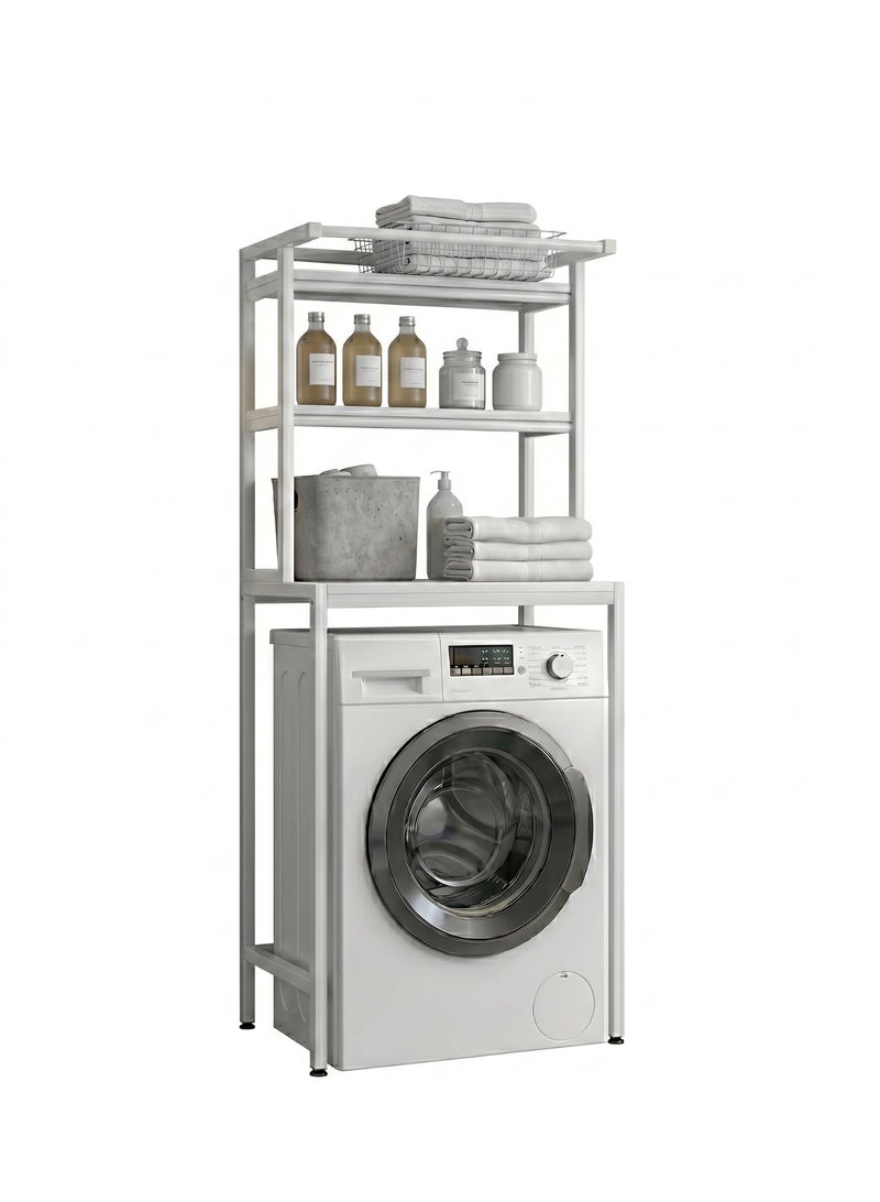 3-Tier Laundry & Bathroom Storage Organizer, Modern Freestanding Over Washing Machine Shelving Unit, Vertical Shelf Stand for Compact Spaces (T2) - Image 1