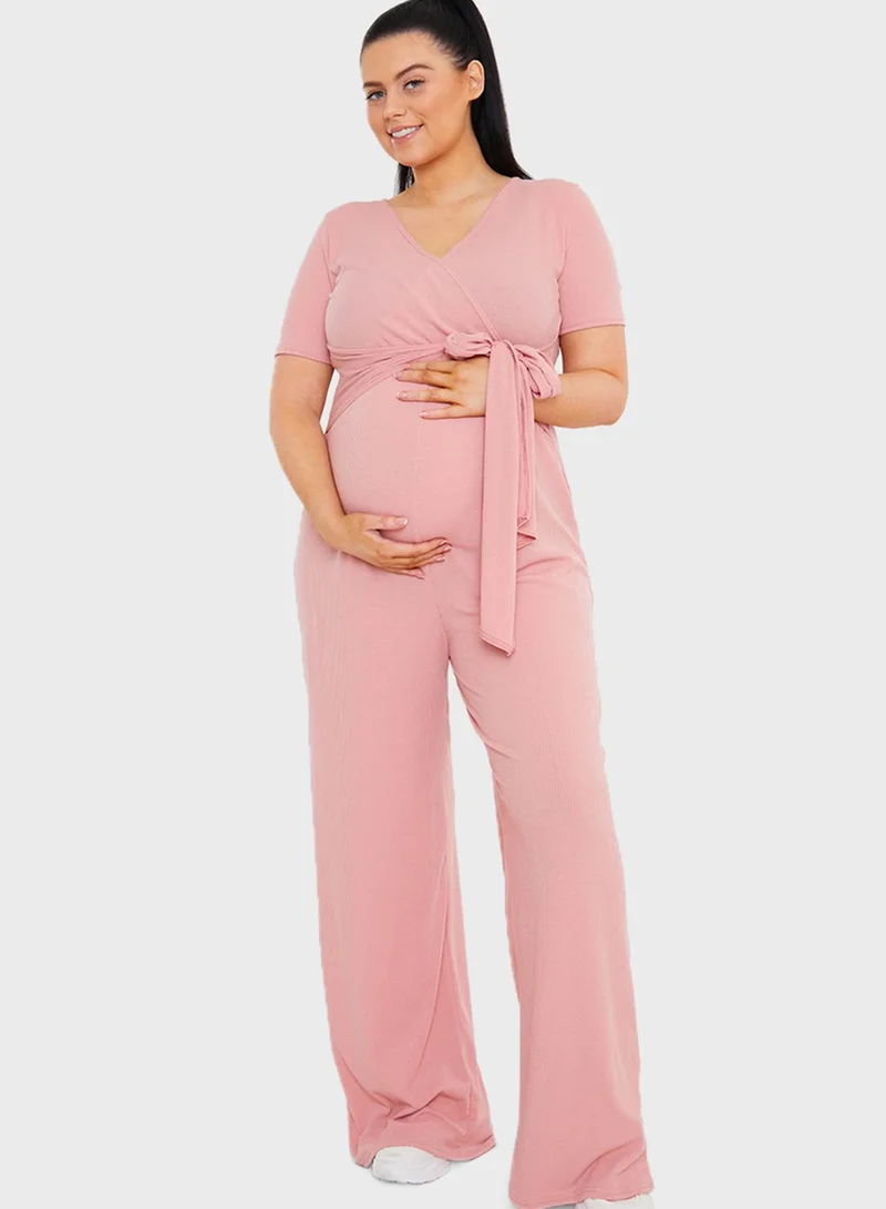 In The Style Maternity Wrap Jumpsuit