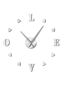 NIBEMINENT DIY Acrylic Love Designed Wall Clock Sticker Silver 15x10x4.5cm  - Image 1