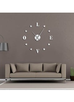 NIBEMINENT DIY Acrylic Love Designed Wall Clock Sticker Silver 15x10x4.5cm  - Image 2