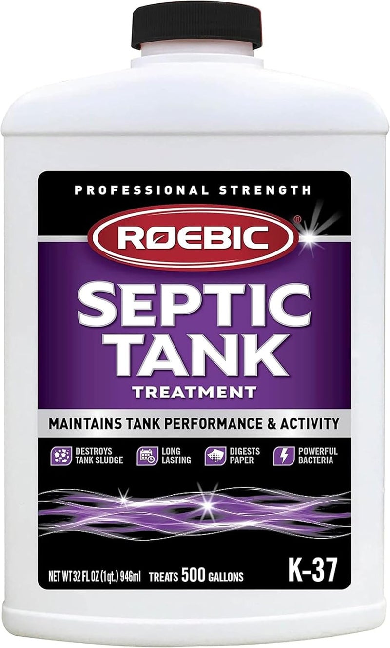 Roebic K-37-Q Septic Tank Treatment - 32 Fl Oz, Environmentally Friendly Bacteria for Clog Removal and Odor Control - Image 1