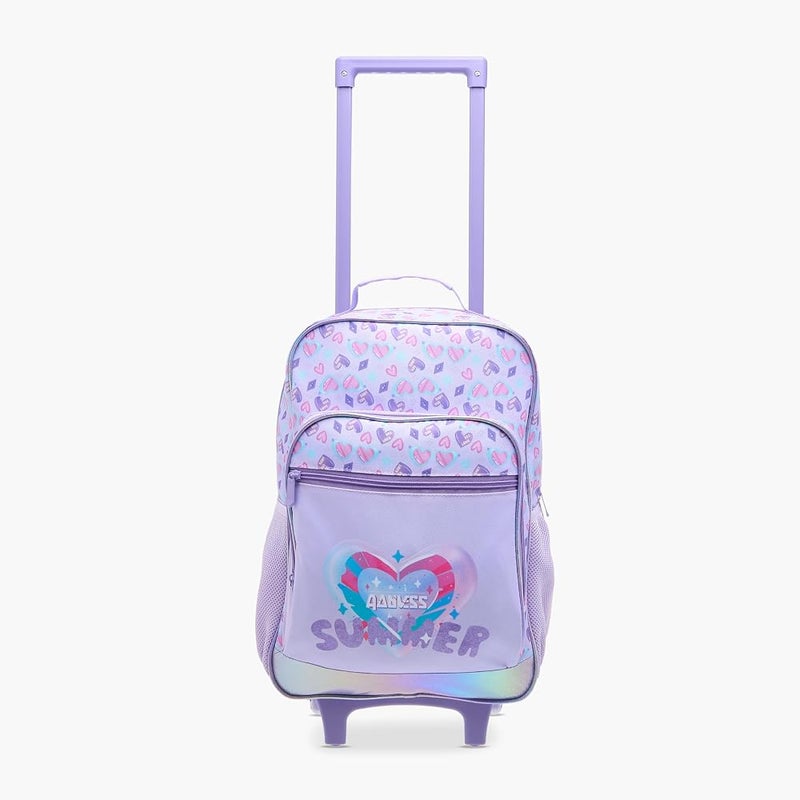 Flora Bella By Shoexpress Girls Heart Print School Trolley Backpack With Retractable Handle - 30X16X44 Cms Free Size Lilac - Image 5