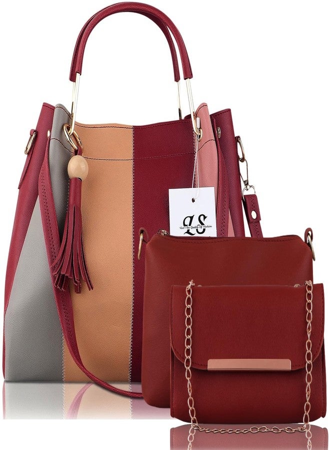 LIKE STYLE Women & Ladies Handbag's Pack Of 3 (Maroon) - Image 1