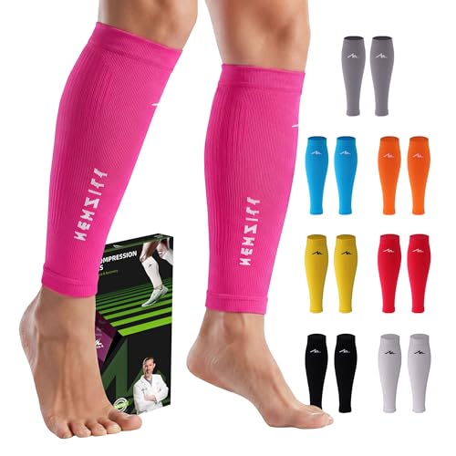 NEWZILL Calf Compression Sleeve for Men & Women | Footless Compression Socks for Shin Splint Relief, Varicose Veins | Perfect Leg Sleeve for Running, Travel, Nursing, Work, Fitness (S/M Pink 1Pair) - Image 1