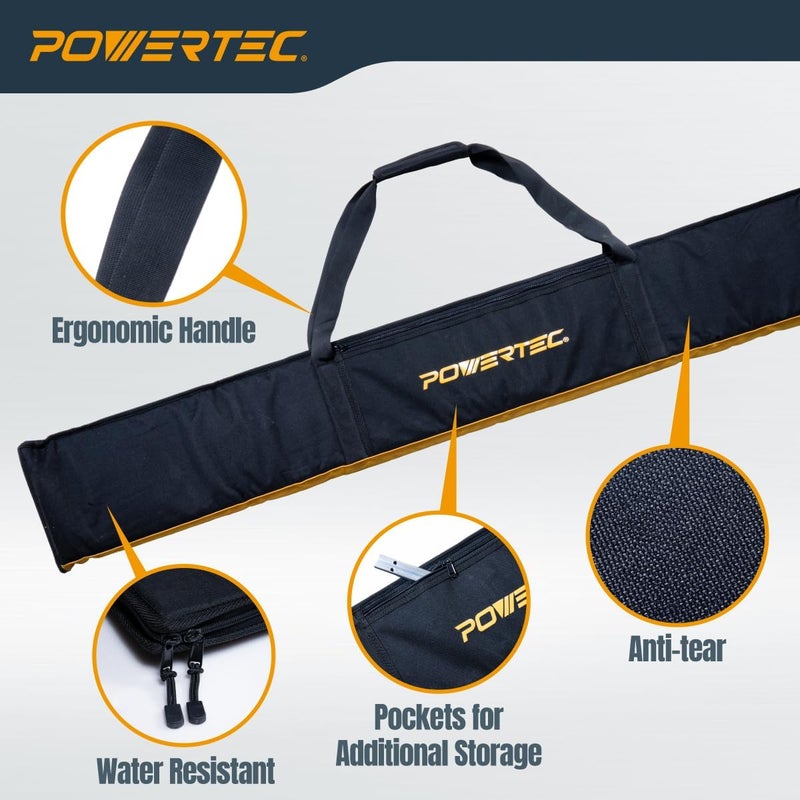 POWERTEC 71411 حقيبة دليل منشار المسار 59" لمكيتا وديولت، مع حشوة مزدوجة الجوانب لتأمين وضع القضبان - Image 2