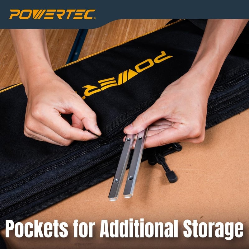 POWERTEC 71411 حقيبة دليل منشار المسار 59" لمكيتا وديولت، مع حشوة مزدوجة الجوانب لتأمين وضع القضبان - Image 5