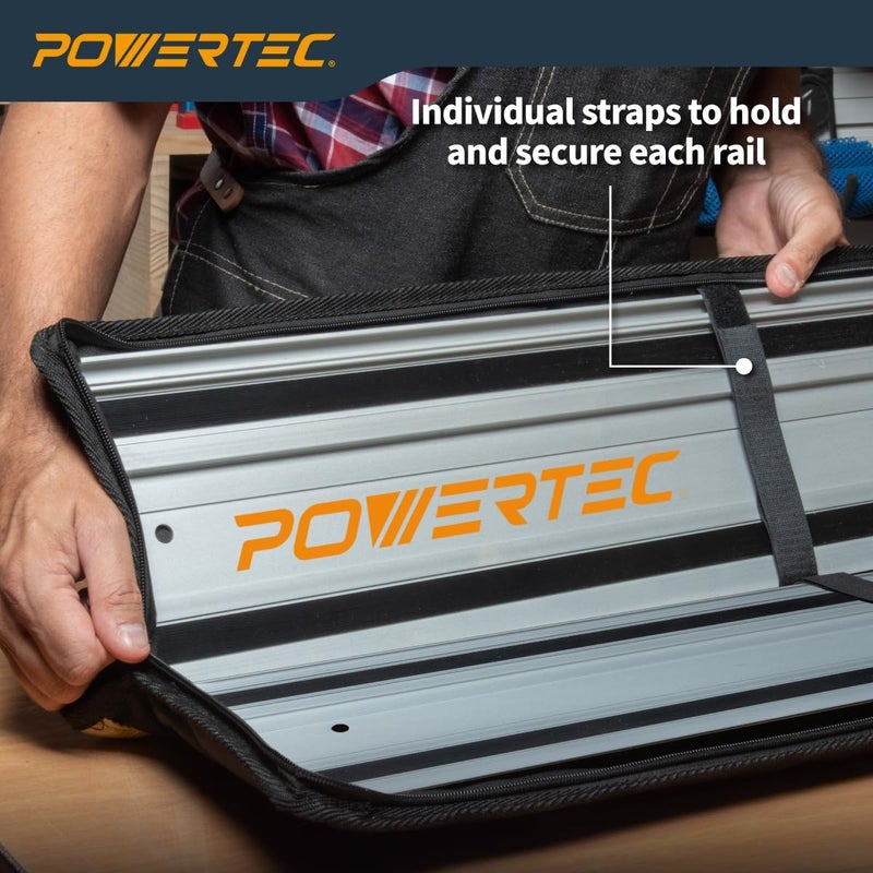 POWERTEC 71411 حقيبة دليل منشار المسار 59" لمكيتا وديولت، مع حشوة مزدوجة الجوانب لتأمين وضع القضبان - Image 4