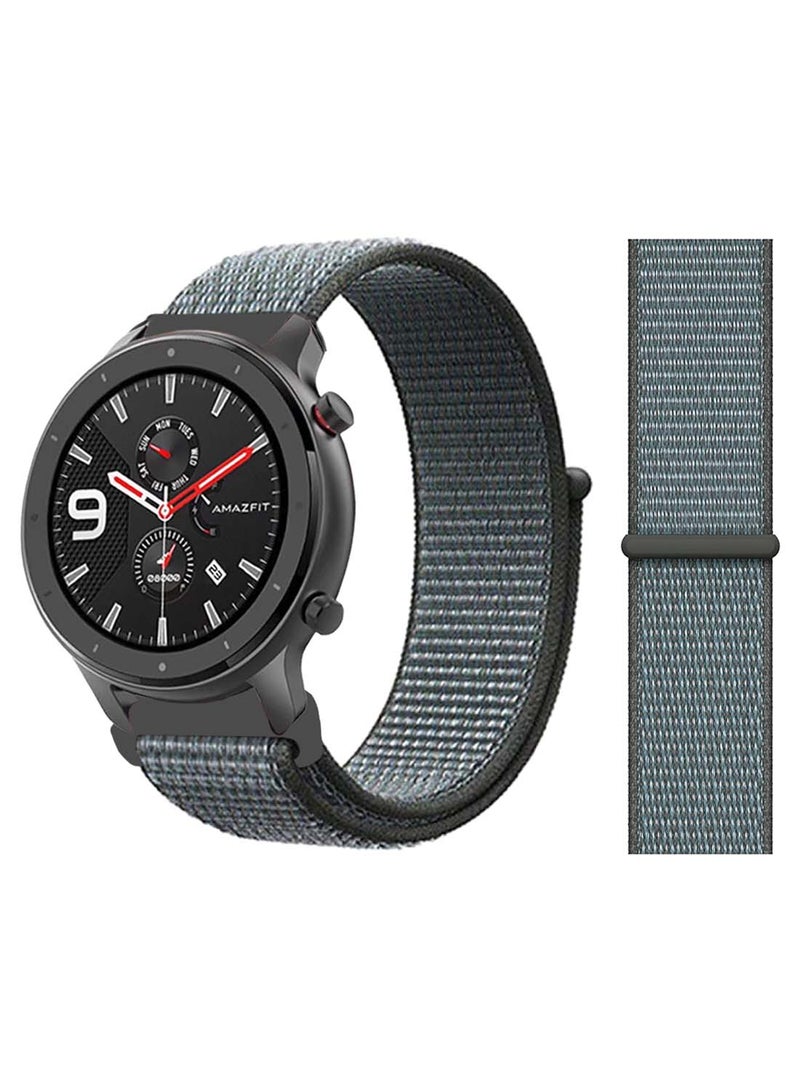 Perfii Nylon Loop Replacement Band 22mm for Amazfit GTR 47mm Storm Grey