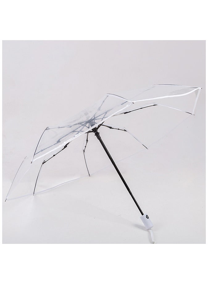 Generic Transparent Umbrella Folding Umbrellas Travel Umbrella Small Light Weight Waterproof  Transparent  - Image 1