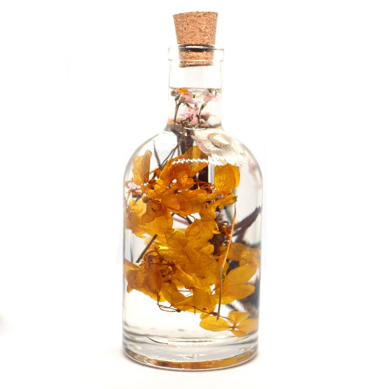 myBageecha Baroque Carafe Preserved Tabletop Natural Long Lasting Beautiful Real Flower Home Interior Decor Desk Mini Garden Decoration Herbarium EcoFriendly Gift Glass Yellow 175cm x 7 Cm - Image 1
