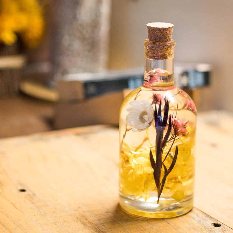 myBageecha Baroque Carafe Preserved Tabletop Natural Long Lasting Beautiful Real Flower Home Interior Decor Desk Mini Garden Decoration Herbarium EcoFriendly Gift Glass Yellow 175cm x 7 Cm - Image 3