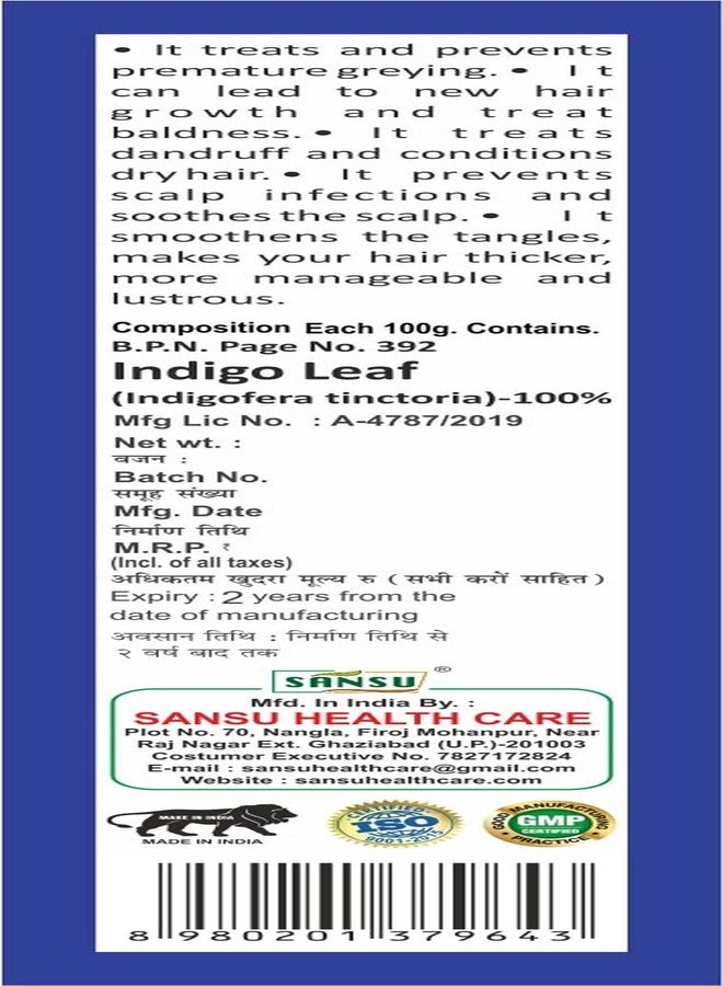 SANSU Indigo Powder for black Hair (100 grams) -Pack of 2 [100gramx2] - Image 3