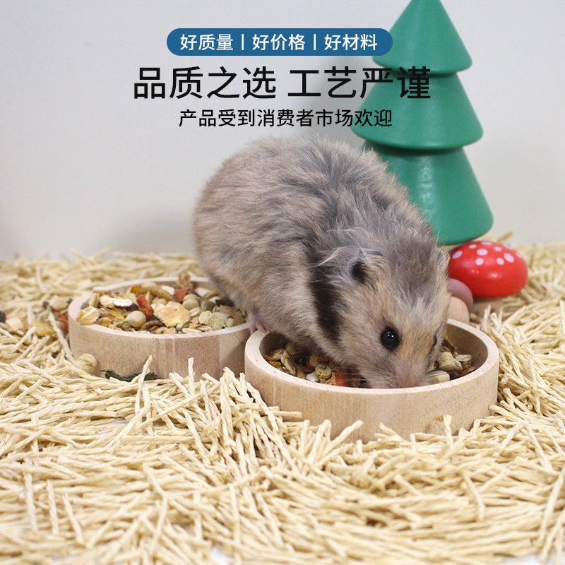 Hamster Solid Wood Food Basin Small Pet Feeding Bowl Round Bowl Wooden Toy Feeder Hamster Landscape Products Food Basin - Image 3