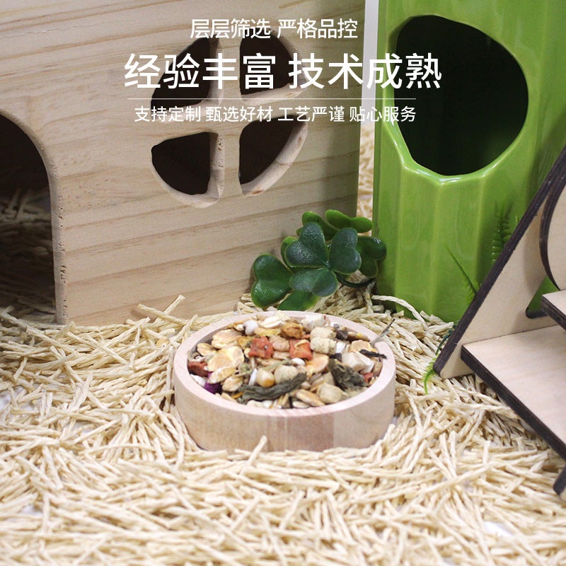 Hamster Solid Wood Food Basin Small Pet Feeding Bowl Round Bowl Wooden Toy Feeder Hamster Landscape Products Food Basin - Image 4
